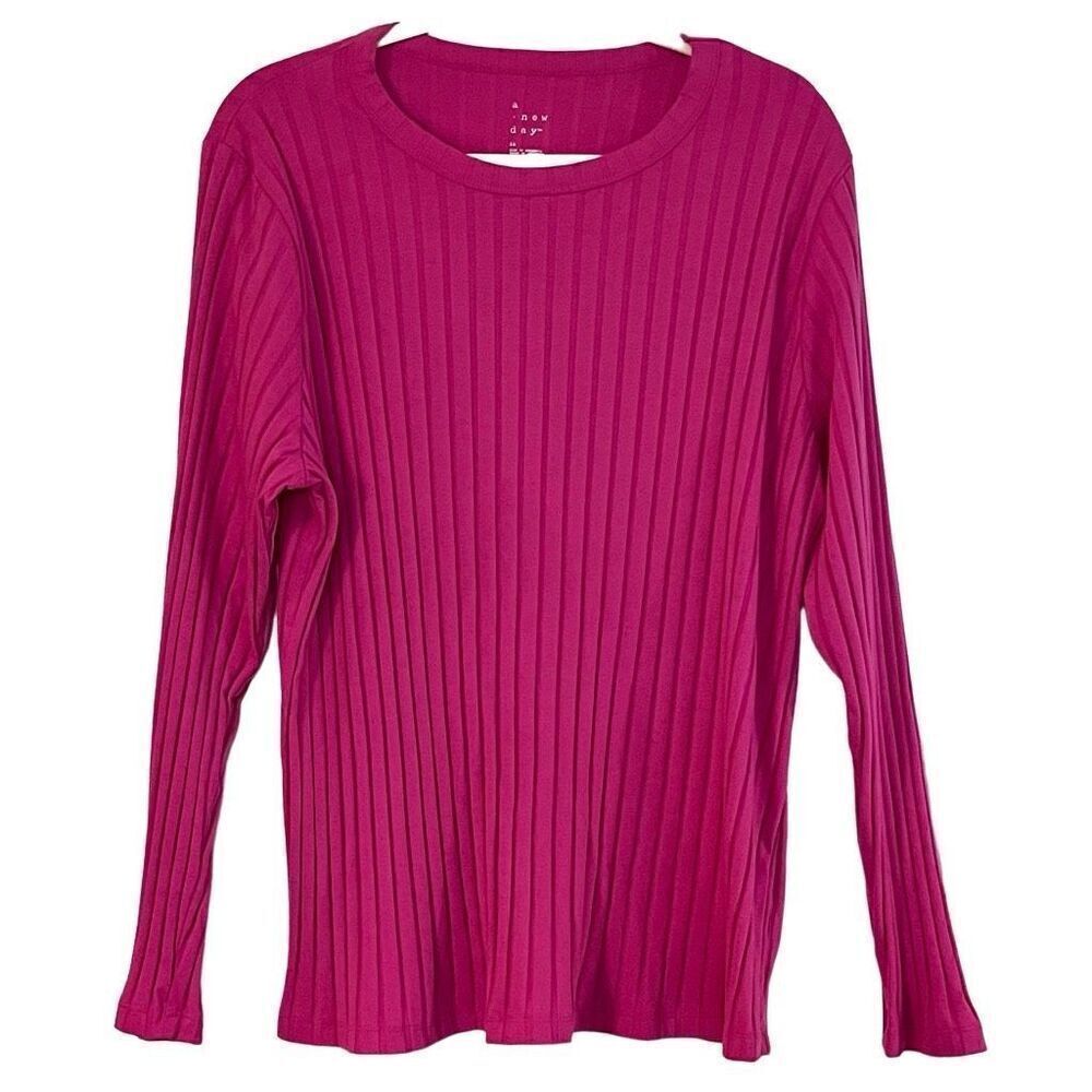 A New Day Pink Long Sleeve Crew Neck Top 2X